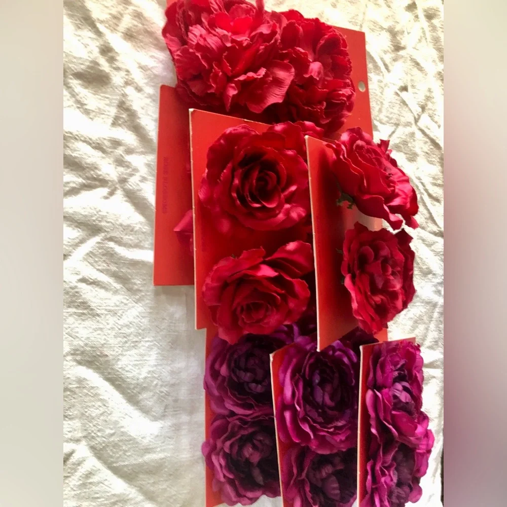 Fresh Picked Summer Jo-Anne’s stock, Red Purple Rose Blossoms Craft Weddings NWT